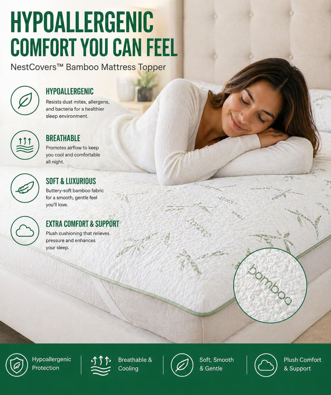 NestCovers™ Bamboo Mattress Topper